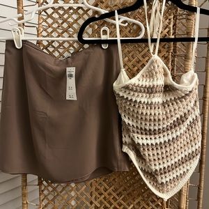 Abercrombie Crochet Banana Hem Halter Top and Skort
